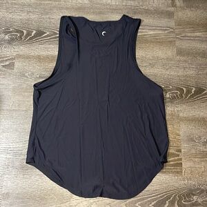 Women's Black Racerback Tank Top with Crescent Detail